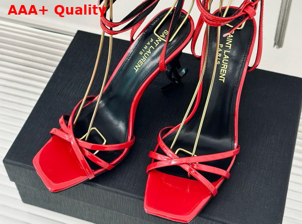 Saint Laurent Opyum Sandals in Red Glazed Leather Replica