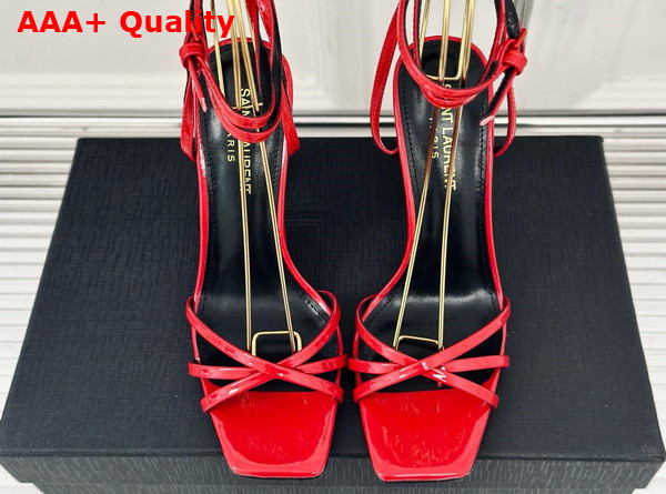 Saint Laurent Opyum Sandals in Red Glazed Leather Replica