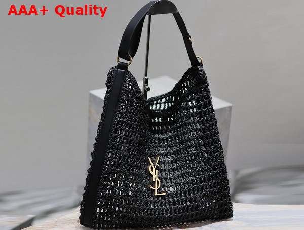 Saint Laurent Oxalis Bag in Black Raffia Macrame Replica