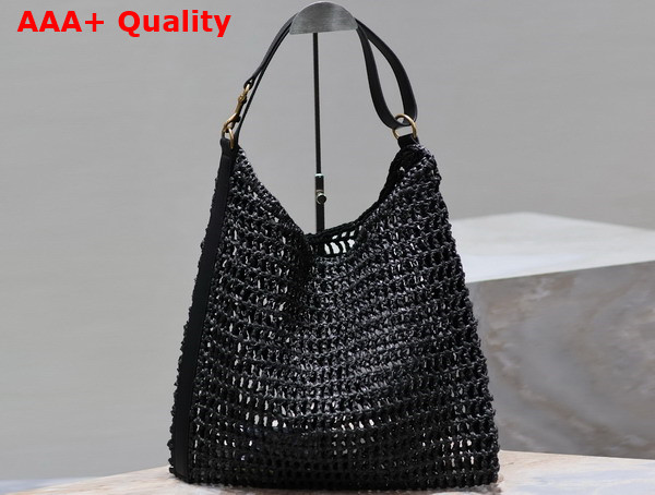 Saint Laurent Oxalis Bag in Black Raffia Macrame Replica