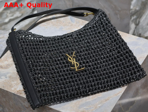 Saint Laurent Oxalis Bag in Black Raffia Macrame Replica