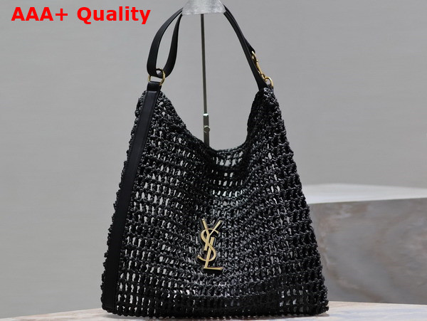 Saint Laurent Oxalis Bag in Black Raffia Macrame Replica