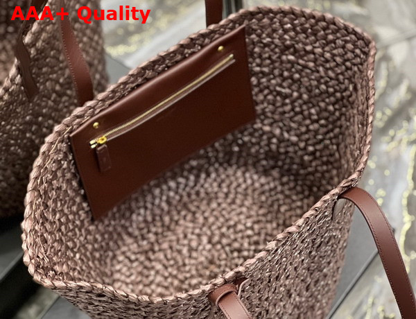 Saint Laurent Panier Medium Bag in Chocolate Raffia Replica