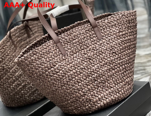 Saint Laurent Panier Medium Bag in Chocolate Raffia Replica