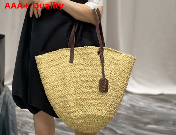 Saint Laurent Panier Medium Bag in Naturel Raffia Replica