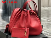 Saint Laurent Paris Vii Large Flat Hobo Bag in Red Smooth Leather Replica