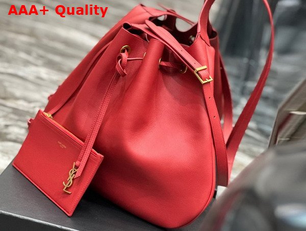 Saint Laurent Paris Vii Large Flat Hobo Bag in Red Smooth Leather Replica