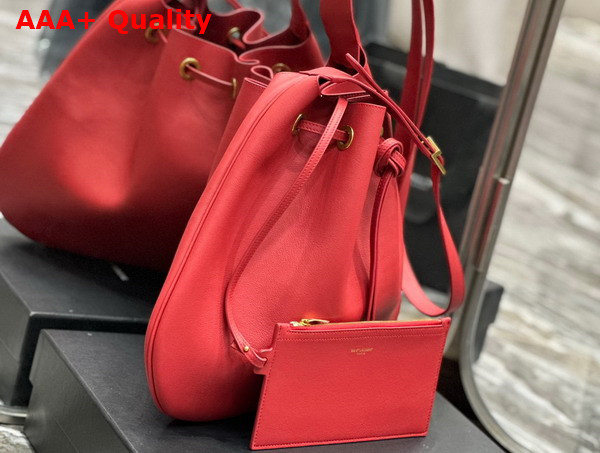 Saint Laurent Paris Vii Large Flat Hobo Bag in Red Smooth Leather Replica