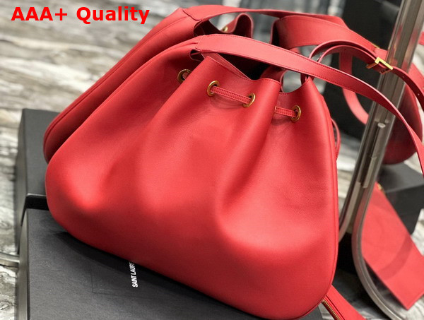 Saint Laurent Paris Vii Large Flat Hobo Bag in Red Smooth Leather Replica