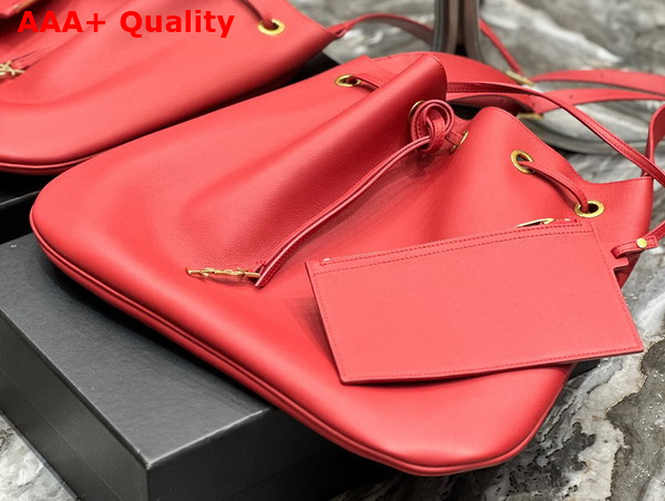 Saint Laurent Paris Vii Large Flat Hobo Bag in Red Smooth Leather Replica