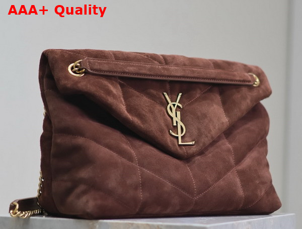 Saint Laurent Puffer Medium Bag in Brown Suede Leather Replica