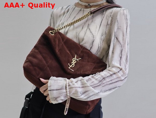 Saint Laurent Puffer Medium Bag in Brown Suede Leather Replica