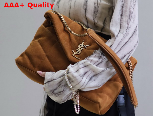 Saint Laurent Puffer Medium Bag in Camel Suede Leather Replica