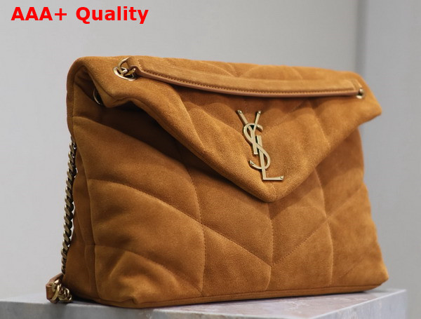 Saint Laurent Puffer Medium Bag in Camel Suede Leather Replica