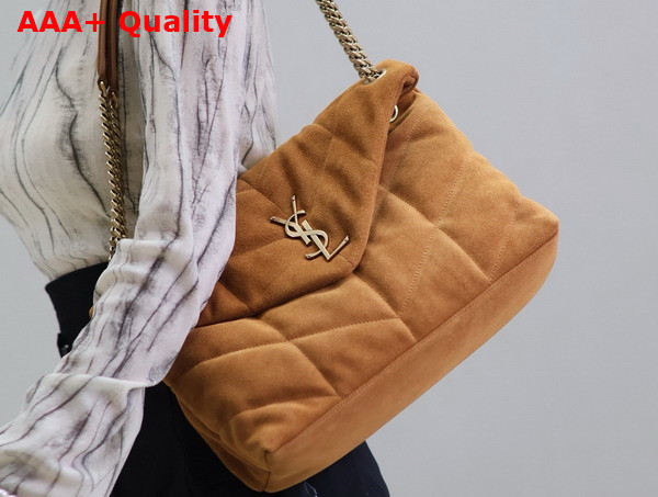 Saint Laurent Puffer Medium Bag in Camel Suede Leather Replica