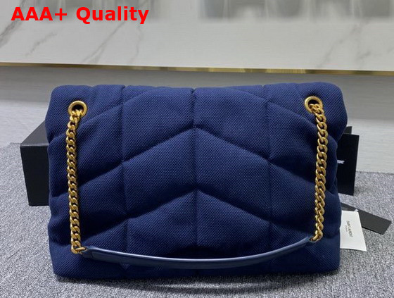 Saint Laurent Puffer Medium Bag in Canvas and Smooth Leather Marine Replica