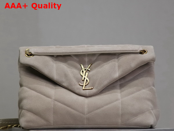 Saint Laurent Puffer Medium Bag in Light Grey Suede Leather Replica