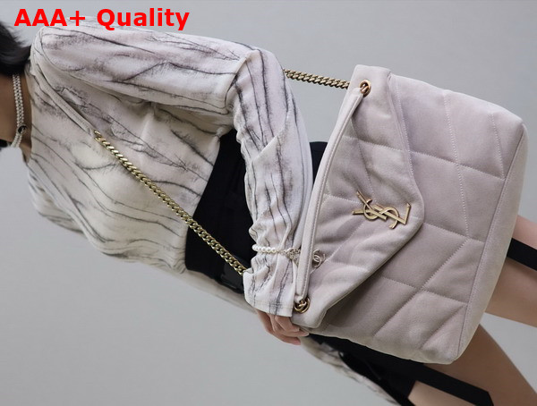 Saint Laurent Puffer Medium Bag in Light Grey Suede Leather Replica