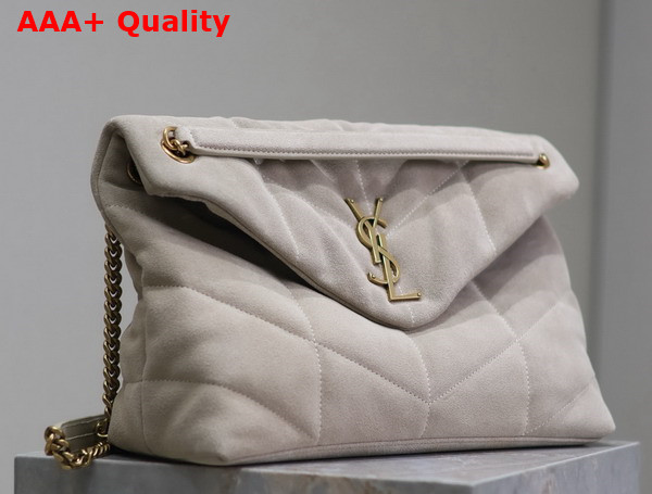 Saint Laurent Puffer Medium Bag in Light Grey Suede Leather Replica