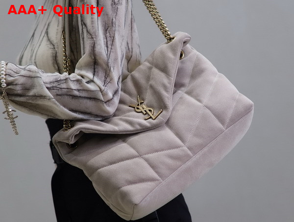 Saint Laurent Puffer Medium Bag in Light Grey Suede Leather Replica