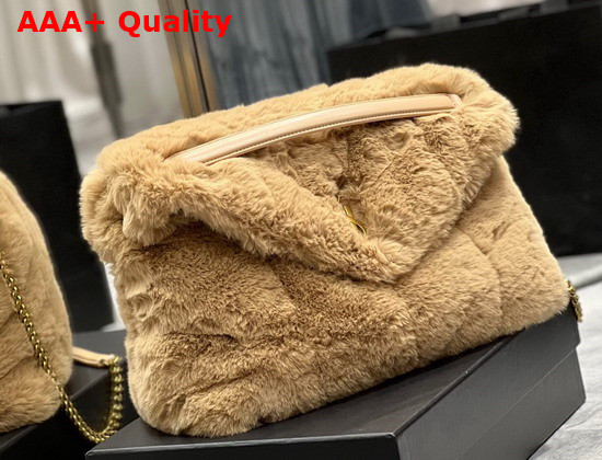 Saint Laurent Puffer Medium Bag in Merino Shearling and Lambskin Natural Beige Replica