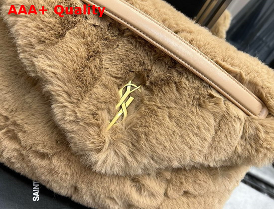 Saint Laurent Puffer Medium Bag in Merino Shearling and Lambskin Natural Beige Replica