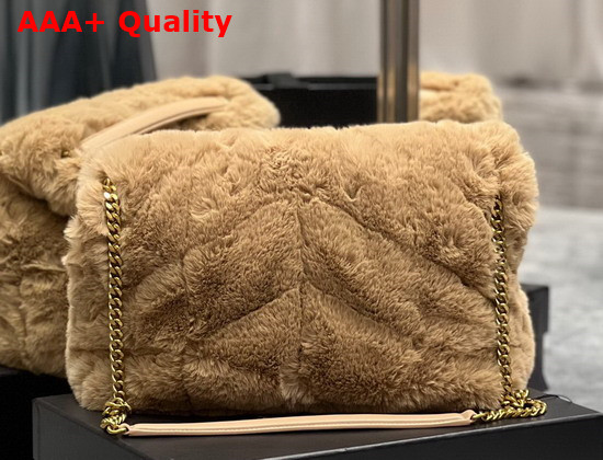 Saint Laurent Puffer Medium Bag in Merino Shearling and Lambskin Natural Beige Replica