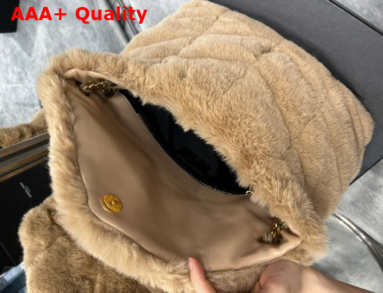 Saint Laurent Puffer Medium Bag in Merino Shearling and Lambskin Natural Beige Replica