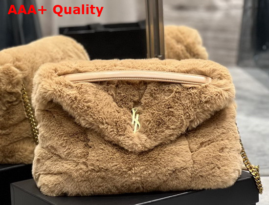 Saint Laurent Puffer Medium Bag in Merino Shearling and Lambskin Natural Beige Replica