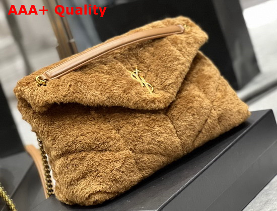 Saint Laurent Puffer Medium Bag in Merino Shearling and Lambskin Natural Brown Replica