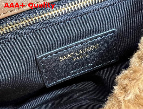 Saint Laurent Puffer Medium Bag in Merino Shearling and Lambskin Natural Brown Replica