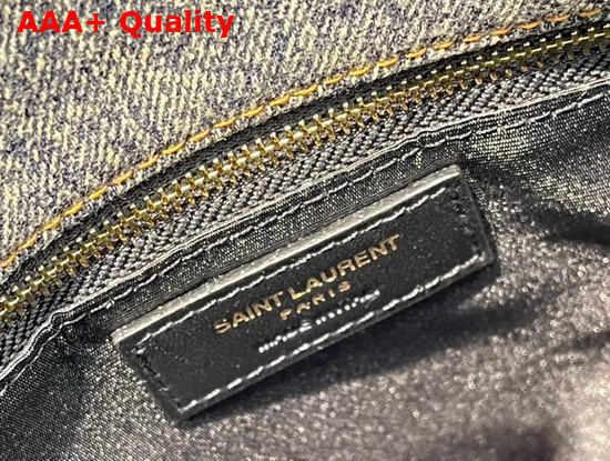 Saint Laurent Puffer Medium Bag in Quilted Vintage Denim and Suede Rodeo Blue Replica