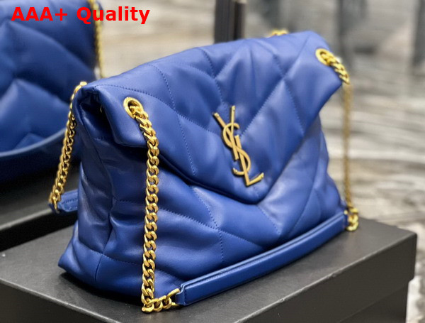 Saint Laurent Puffer Medium Chain Bag in Blue Quilted Lambskin Replica