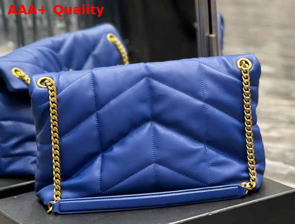 Saint Laurent Puffer Medium Chain Bag in Blue Quilted Lambskin Replica