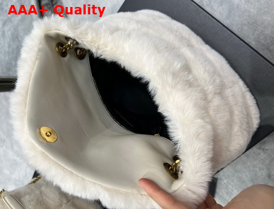 Saint Laurent Puffer Small Bag in Beige Merino Shearling and Lambskin Replica