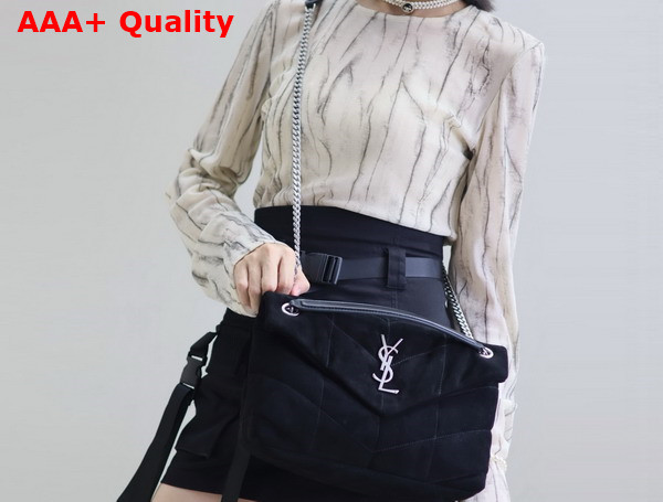 Saint Laurent Puffer Small Bag in Black Suede Replica