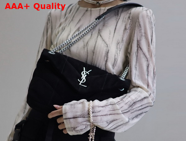 Saint Laurent Puffer Small Bag in Black Suede Replica