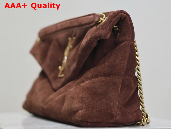 Saint Laurent Puffer Small Bag in Brown Suede Replica