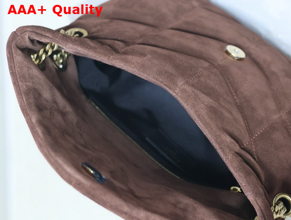 Saint Laurent Puffer Small Bag in Brown Suede Replica