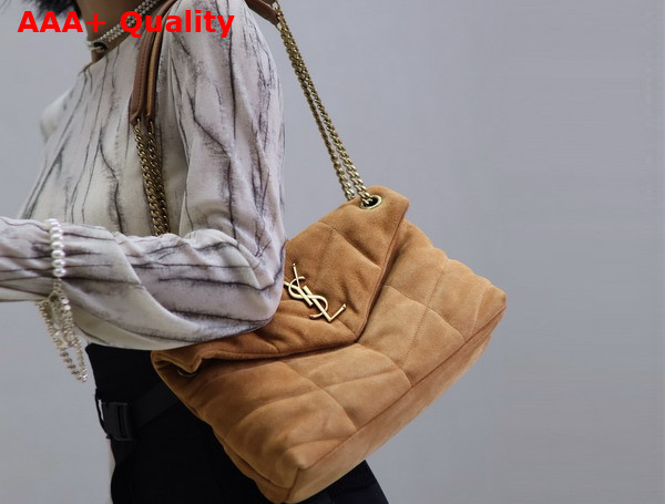 Saint Laurent Puffer Small Bag in Cinnamon Suede Replica