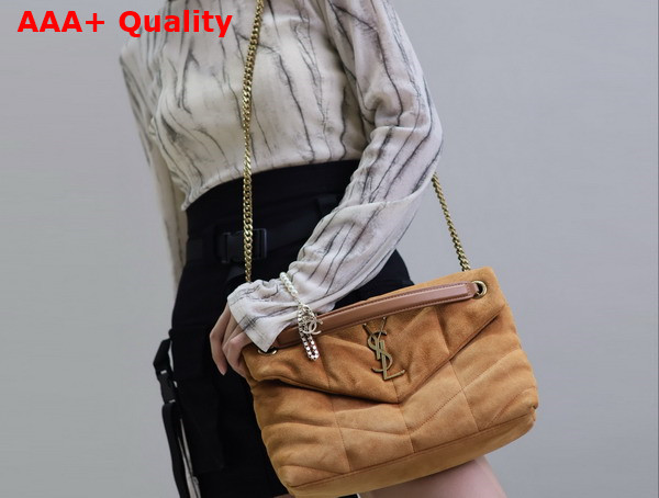 Saint Laurent Puffer Small Bag in Cinnamon Suede Replica