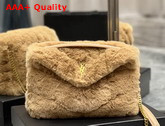 Saint Laurent Puffer Small Bag in Merino Shearling and Lambskin Natural Beige Replica