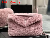 Saint Laurent Puffer Small Bag in Merino Shearling and Lambskin Pink Replica