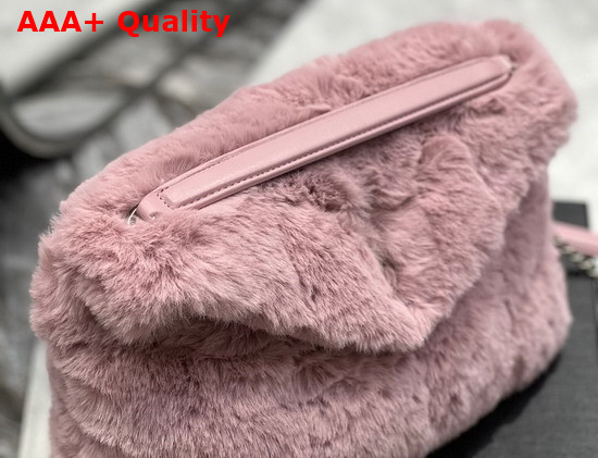 Saint Laurent Puffer Small Bag in Merino Shearling and Lambskin Pink Replica