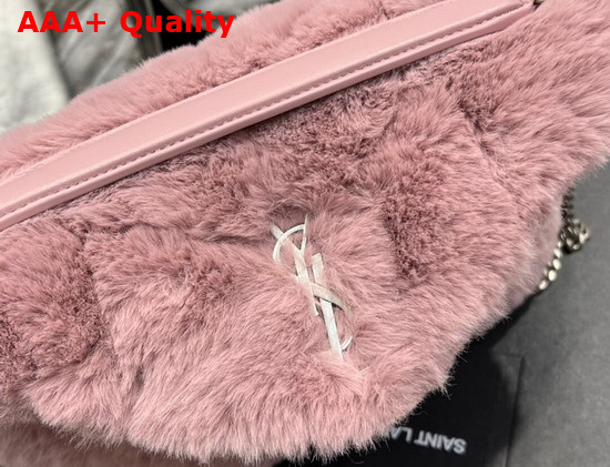 Saint Laurent Puffer Small Bag in Merino Shearling and Lambskin Pink Replica