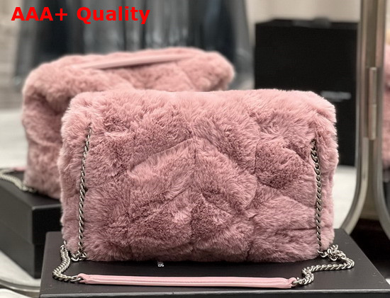 Saint Laurent Puffer Small Bag in Merino Shearling and Lambskin Pink Replica