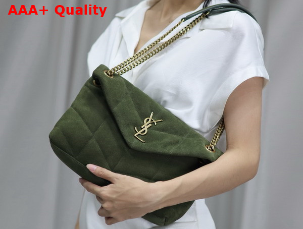 Saint Laurent Puffer Small Bag in Olive Suede Leather Replica