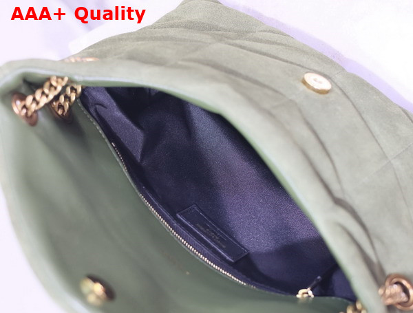 Saint Laurent Puffer Small Bag in Olive Suede Leather Replica