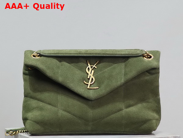 Saint Laurent Puffer Small Bag in Olive Suede Leather Replica