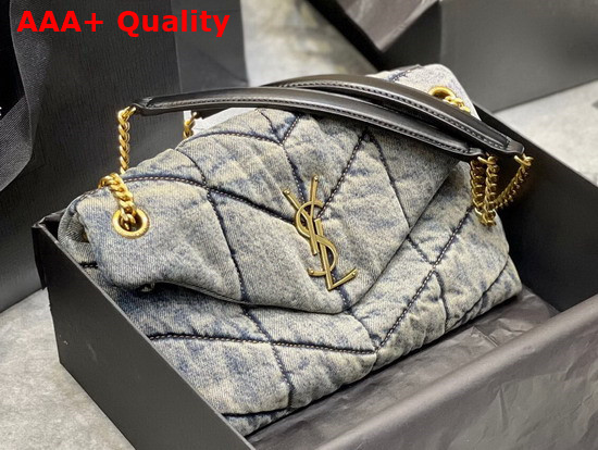 Saint Laurent Puffer Small Bag in Quilted Vintage Denim and Calfskin Replica